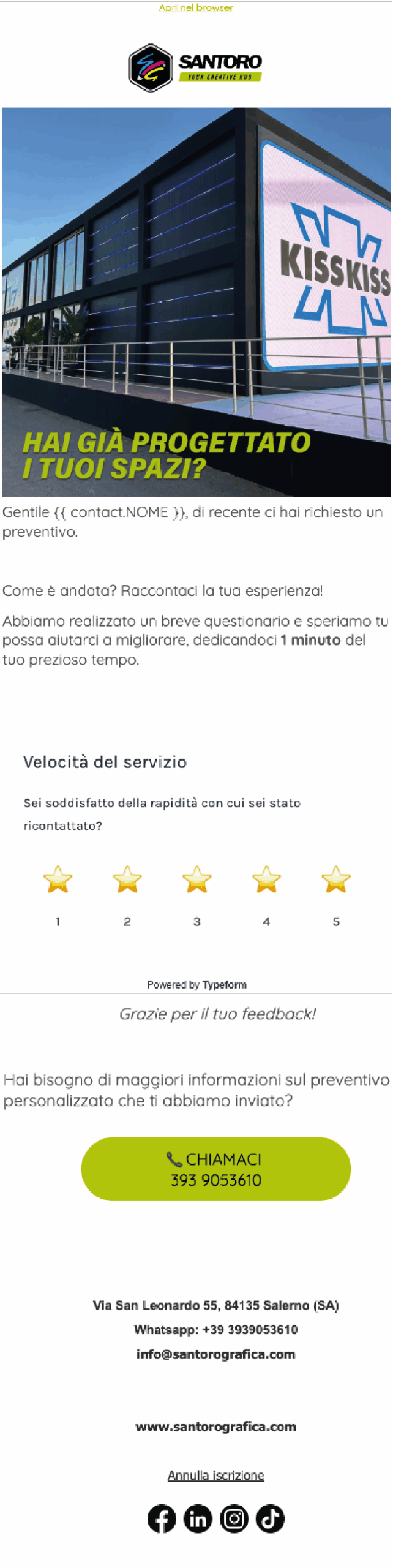 Newsletter email marketing: come creare una newsletter aziendale 4 esempio newsletter feedback 01 scaled